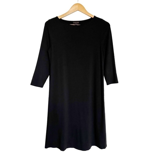 J. Jill Wearever Collection Essential 3/4 Sleeve T-Shirt Dress in Black XS - Picture 3 of 6